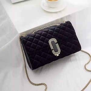 Black chain suede crossbody shoulder bag handbag